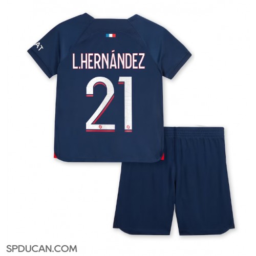 Dječji Nogometni Dres Paris Saint-Germain Lucas Hernandez #21 Domaci 2023-24 Kratak Rukav (+ Kratke hlače)